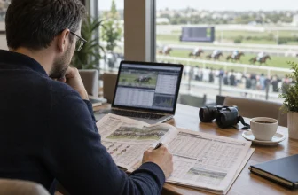Adulte étudiant prudemment des informations hippiques génériques.